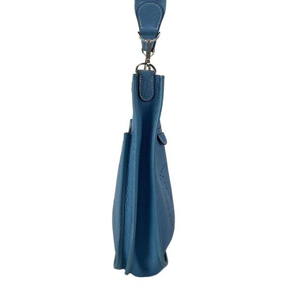 Auth HERMES Evelyne II PM - Blue Jean Taurillon Clemence Square H Shoulder Bag - Picture 4 of 16